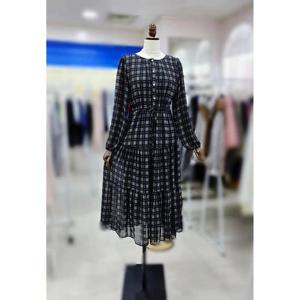 스테파니 세이브존08 체크 쉬폰 단추 원피스 A25SO5304