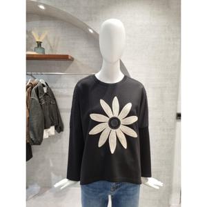 페이지플린  (F5CTS502) 빅 플라워 패치 루즈핏 긴팔 티셔츠