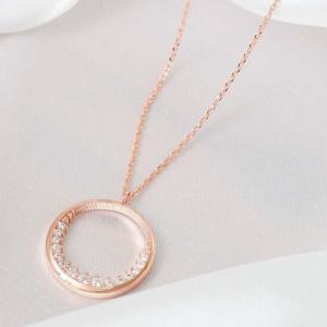 로즈골드 14KGP 큐빅 링 데일리 베이직 체인 목걸이