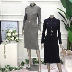 [미니멈]MD 울 헤링본 레이스 넥 원피스 MD MMYDAWO0460MX