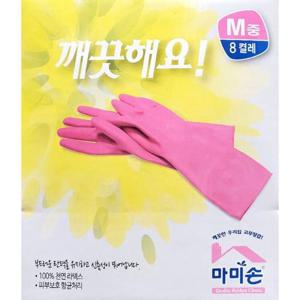 중 마미손 천연라텍스 피부보호 신축성 고무장갑8입