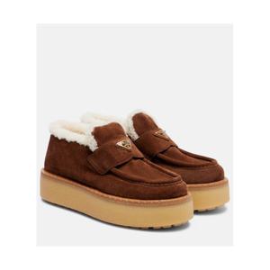 프라다 시어링 라이닝 스웨이드 로퍼 P01119235