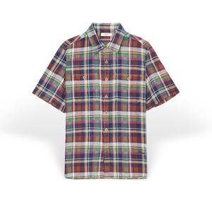 [헤지스 남성] 남성 린넨체크 캐쥬얼 반팔셔츠 HZSH5B531W2 HZSH5B531