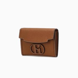 [헤지스ACC] 브라운 H패치 소가죽 플랩 카드지갑 HIHO5E540W2