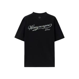 우영미 26SS 블랙 레터링 백로고 남성 반팔 티셔츠 W261TS08708B