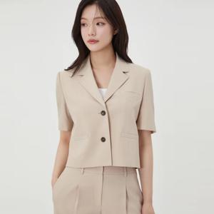 플라스틱아일랜드  (PS2WJ562) 하프슬리브 크롭 자켓