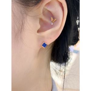 [미니골드] 미니골드 14k 스퀘어블루 라피스라줄리 피어싱 ETRM4313 ETRM4313