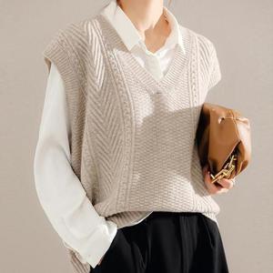 여성 베스트 간절기 v넥 니트 조끼 앙고라 vs-39