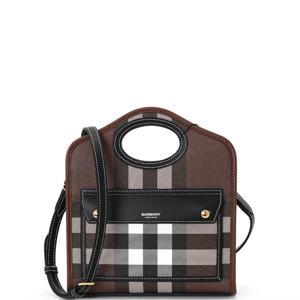 버버리 미니 포켓 토트백 23 다크 버치 브라운 8071386