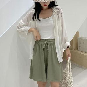 여자 여름 플리츠 찰랑 밴딩 편한 고무줄 5부 반바지 아이스 쿨바지