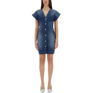 모스키노 슬림 핏 데님 버튼다운 브이넥 원피스 04573720 1298