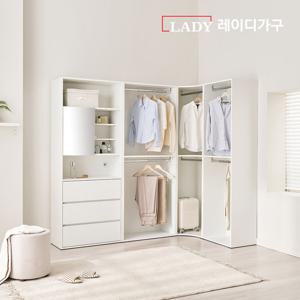 레이디가구 이안 드레스룸 300cm 코너형 세트 (우형) (60cm 2단