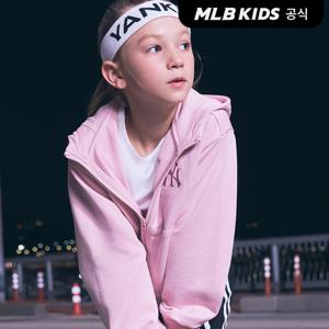 [MLB키즈 공식] 25FW 베이직 여아 스몰로고 크롭 후드 집업 NY (Pink) 7FHDB1154-50PKS