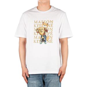 [메종키츠네] (LM00123KJ0008 WHITE) 남성 폭스 챔피언 반팔 티셔츠