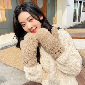 곰돌이 벙어리 장갑 겨울 방한 기모 학생 여성 털장갑