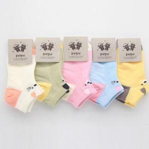 어린이덧신 국내산 사계절 아동양말 귀여운 고양이 5켤레묶음