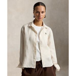 폴로 랄프 로렌 여성 와이드 크롭 깅엄 리넨 셔츠(WMPOSHTNDO21167999)