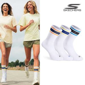 스케쳐스 여성 링글배색 로고포인트 크루삭스 3P_BK/BU/NY