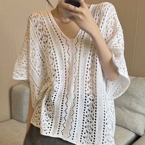 F006355_레이스펀칭 롱니트 레이어드 티셔츠