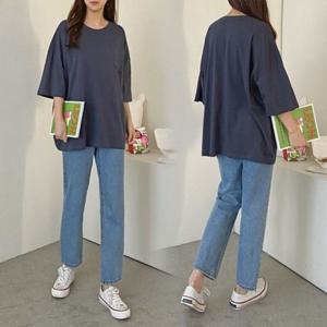 C505H 빅사이즈여성의류 큰옷 데일리주머니롱박스티