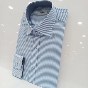 [레노마셔츠]슬림핏/긴소매/스판/카라.소매 안 배색/스트라이프