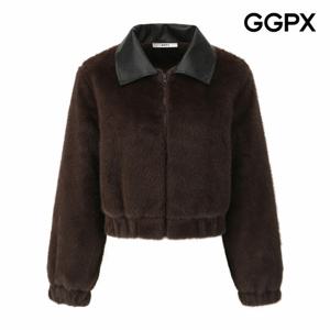[GGPX] 페이크 레더 카라 밴딩 퍼 숏 자켓 (GPBJK014F)