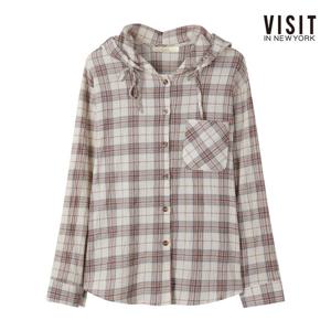 [비지트인뉴욕]데일리 체크 후드 포켓 셔츠 V62LS23