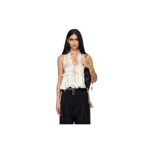 26 SS 끌로에 여성 화이트 워싱 실크 새틴   레이스 타이 프론트 탑 252338F111007