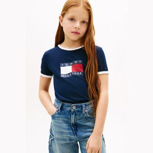 [타미힐피거칠드런] 타미힐피거 키즈 T42G1KKO650GT1 웨이비 플래그 링거 티셔츠 T42G1KKO650GT1