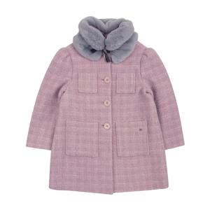 [빈] BX62CT03VI 바이올렛 트위드 싱글 퍼카라 코트 BX62CT03VI