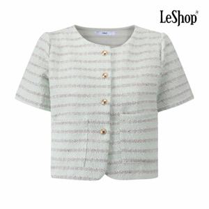 [르샵] 골드 버튼 라인 반팔 트위드 자켓 (BQ3JK005A)