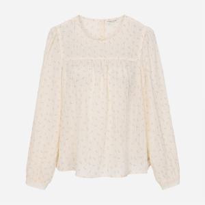 [써스데이아일랜드]라운드넥 요크 셔링 블라우스 T262MBL151W