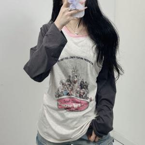 라운드티 Y2K 배색 나그랑 라운드 긴팔 맨투맨