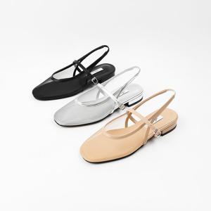 [신난다슈] 여성 슬링백 샌들 2cm 3종 메리제인 펌프스 뮬 플랫 샌들 망사 낮은굽 AG259015