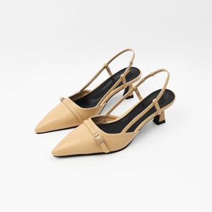 [신난다슈] 여성 구두 슬링백 힐 5cm 여자 스틸레토 펌프스 힐 미들힐 밴딩 NF255200 베이지