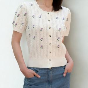 [비꼴리끄]트위스트 조직 라운드 가디건 B252KC2010