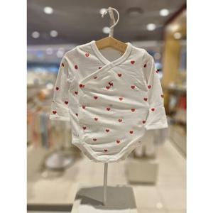 [블루독베이비] 블루독베이비 25.FW RD)하트뱀부배내바디수트 45A70-040-04 신생아수트 배내수트 출산선물 바디슈트 45A7004004