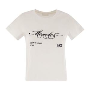 몽클레어 자수 커서브 로고 코튼 티셔츠 K20938C00005 00A