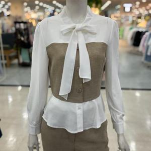 SOUP sh06 허리잘록 보타이 배색 블라우스 AB9TS30