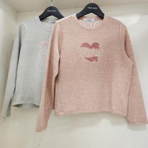 뱅뱅 HC15 뱅뱅 가을 여성 부드러운 골지 자수 라운드 긴팔 티셔츠 CTL615