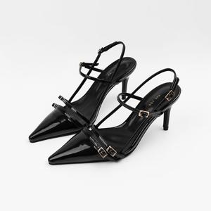 [신난다슈] 여성 구두 슬링백 힐 8cm 여자 하이힐 스틸레토 메리제인 펌프스 LO251146 블랙