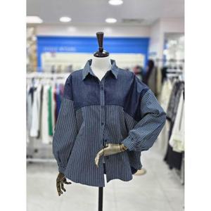 스테파니 세이브존08 배색 데님 포인트 청 남방 A25DM6101