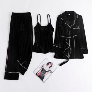 란제리 올더스타일 골드벨벳 골덴 슬립웨어 3종세트