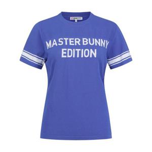 [마스터바니] 여성 배색 로고 메쉬 블록 반팔 니트