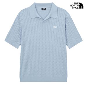 [노스페이스] NT7AS00B 남성 니트 카라티 케이블 레귤러핏 반팔 폴로 스웨터 NT7AS00