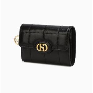 [헤지스ACC] 블랙 퀼팅 소가죽 3단 반지갑 HIWA5E759BK