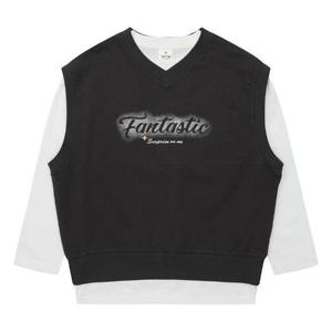 에꼴리에 HC14 빈티지 프린팅 조끼세트티 25OT456