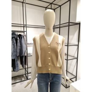 페이지플린  (F5AVT002) 브이넥 멜로디 투톤 니트 조끼