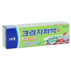 크린랩 이중지퍼백 22cm x 25cm 20매입 일회용지퍼백 투명지퍼백 크린지퍼백 다용도지퍼백 지퍼팩 투명지퍼
