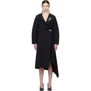 26 SS 토리버치 여성 블랙 코튼 랩 미디 드레스 251352F054000